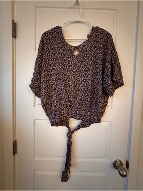 Willow Purple Floral Tie-Front Dolman Top